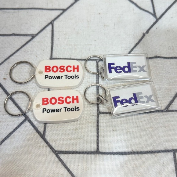 Bosch FedEx Keychain Lot OS White Multi Vintage Advertising Promo 4pc